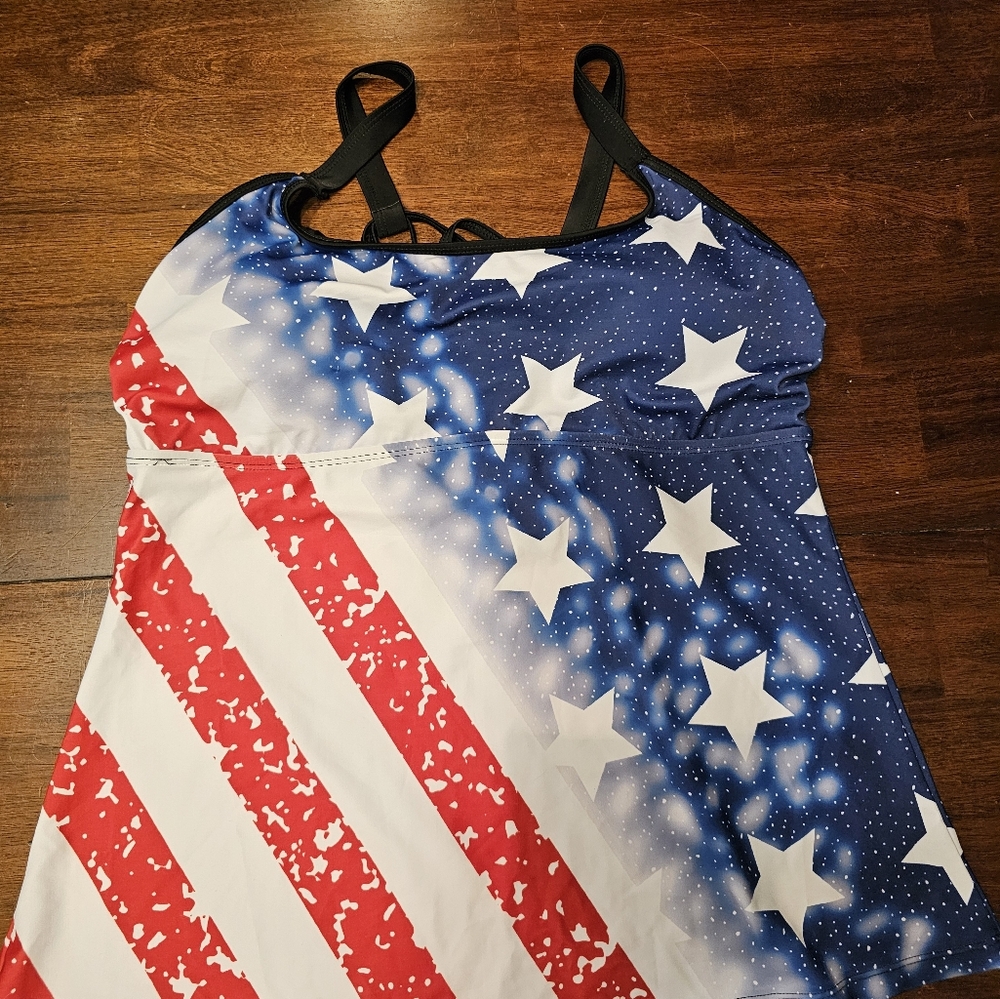 🎉Pick 3 For $10. Patriotic Star and Stripe Swim Top